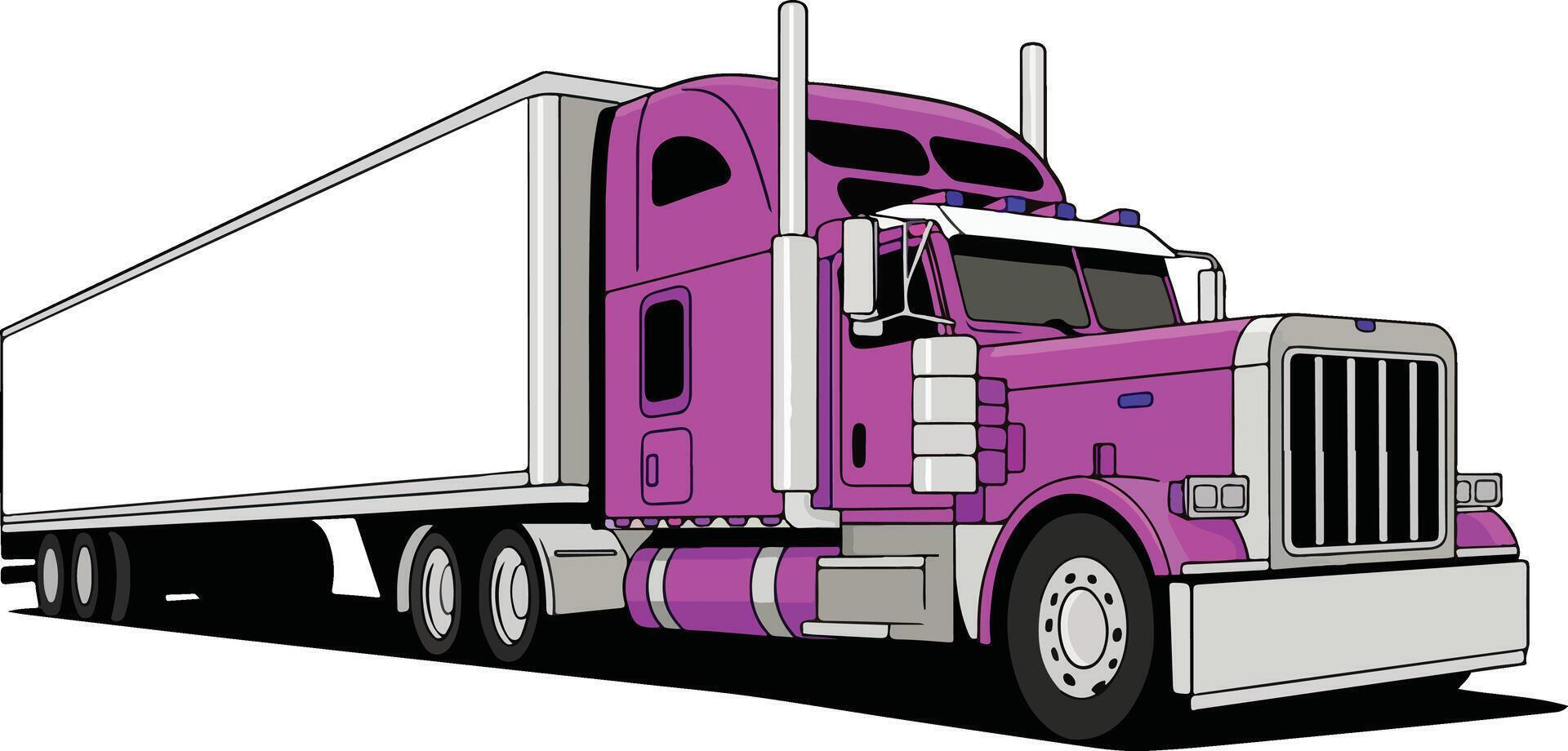 USA semi truck, trailer, lorry, and cargo vehicle vector