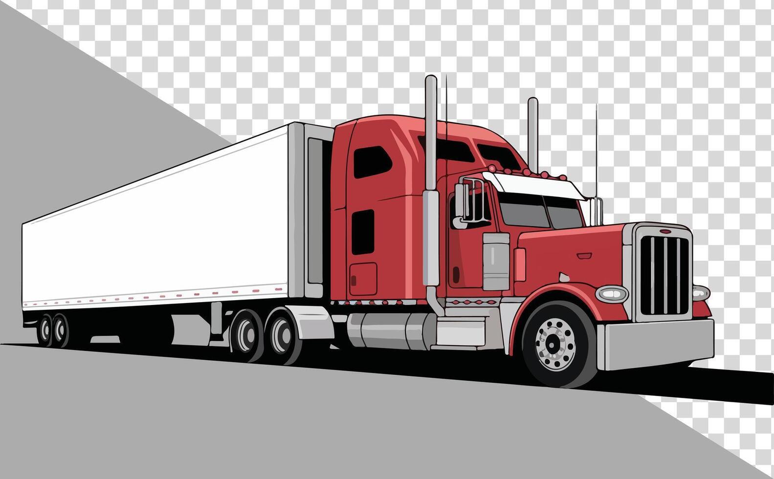 America semi truck trailer lorry cargo vehicle vector