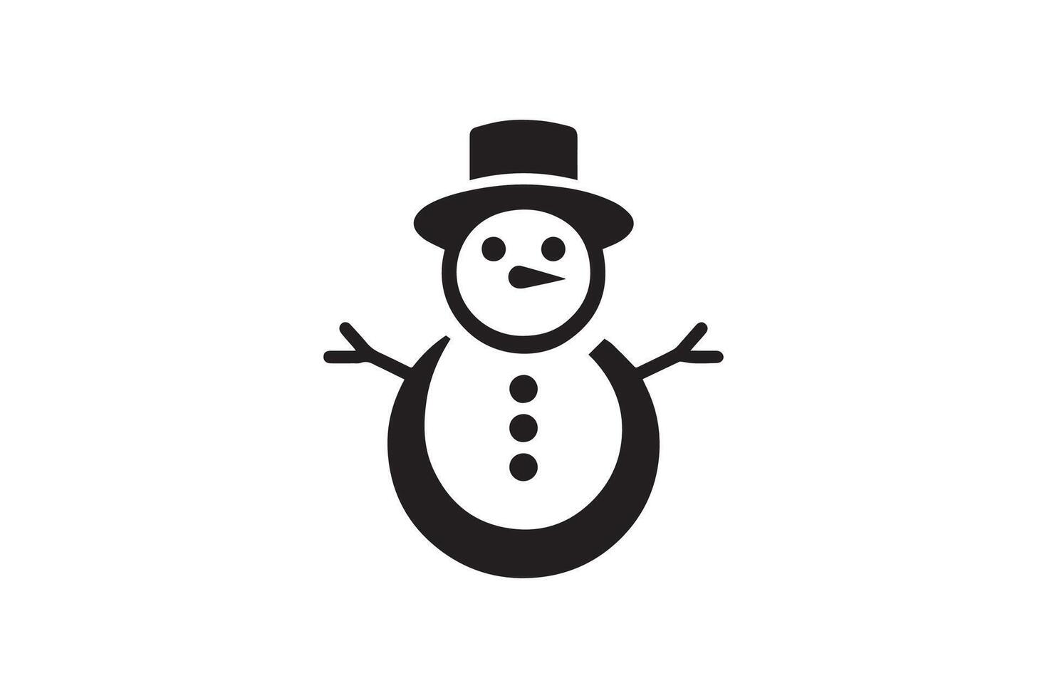 A black and white snowman icon on a white background vector