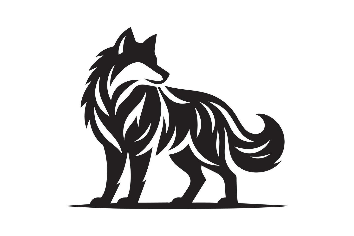 A black and white wolf logo vector