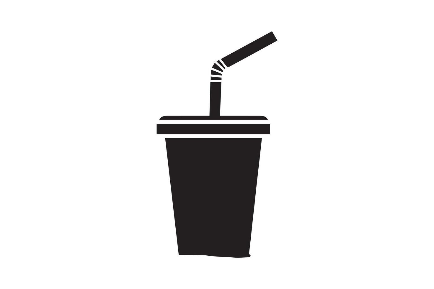 A black and white illustration of a drink cup with a straw vector