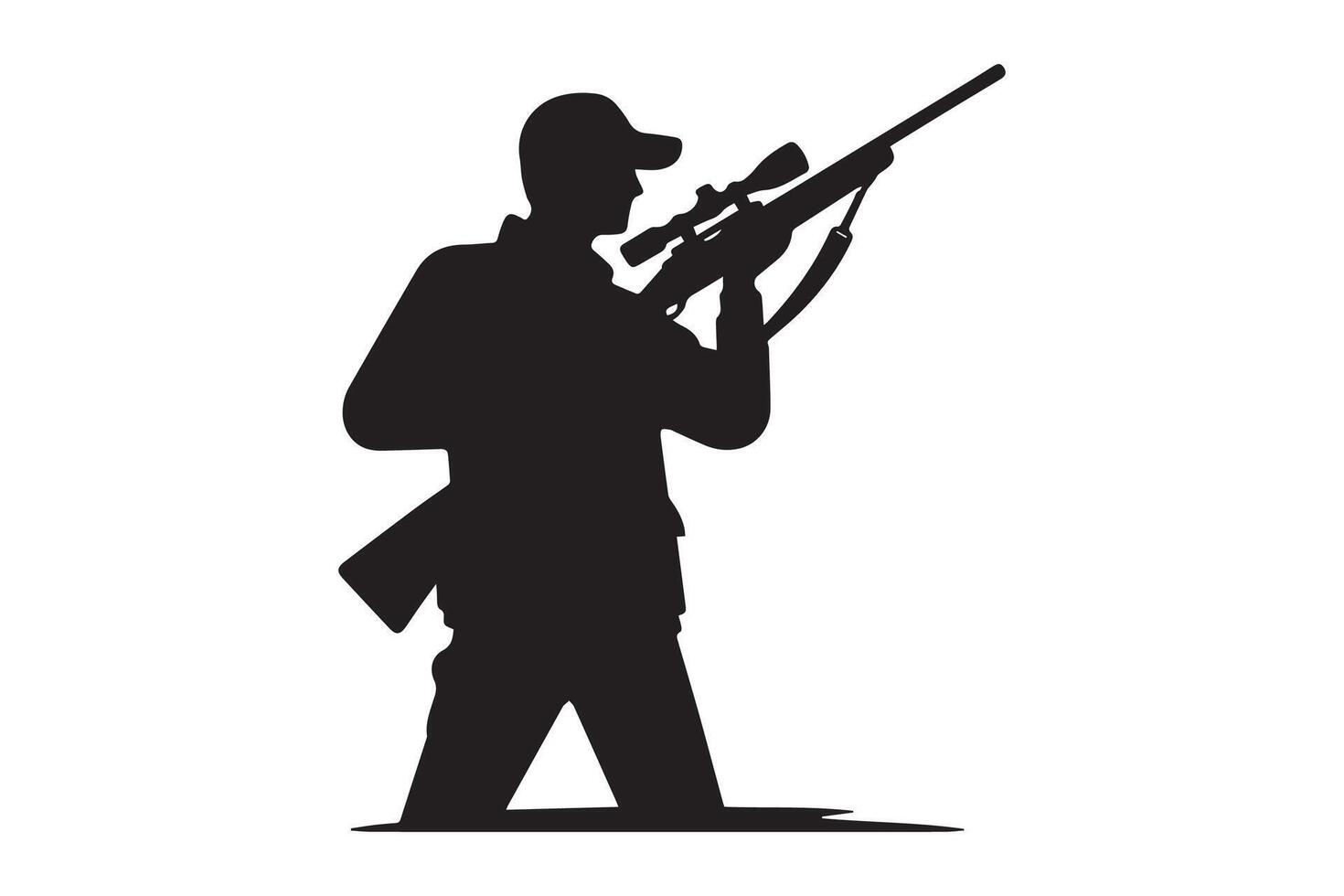 Hunting silhouette silhouette of a man with rifle vector