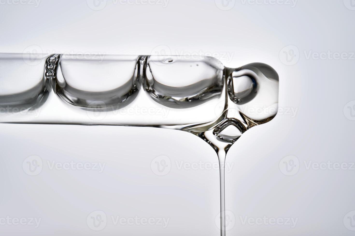 Dropper pipette with delicious serum with drop close-up. photo