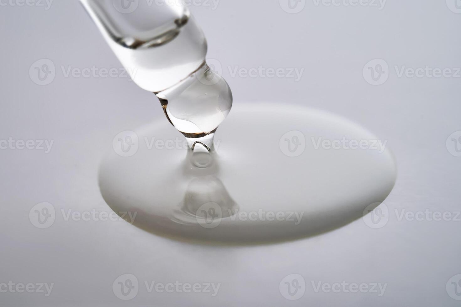 Dropper pipette with delicious serum with drop close-up. photo