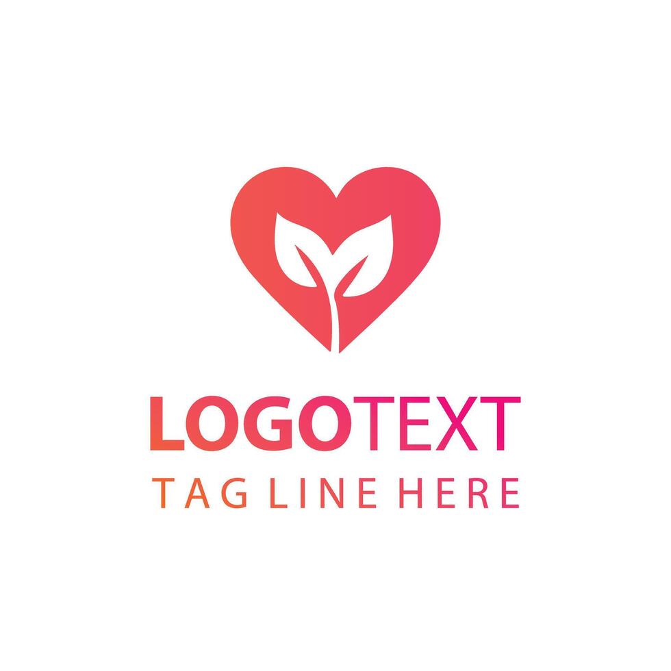 Red heart with leaves logo vector