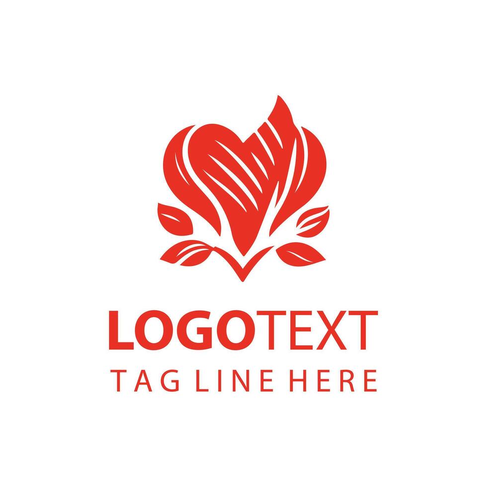 Red stylized tree logo symbolizes growth and nature vector