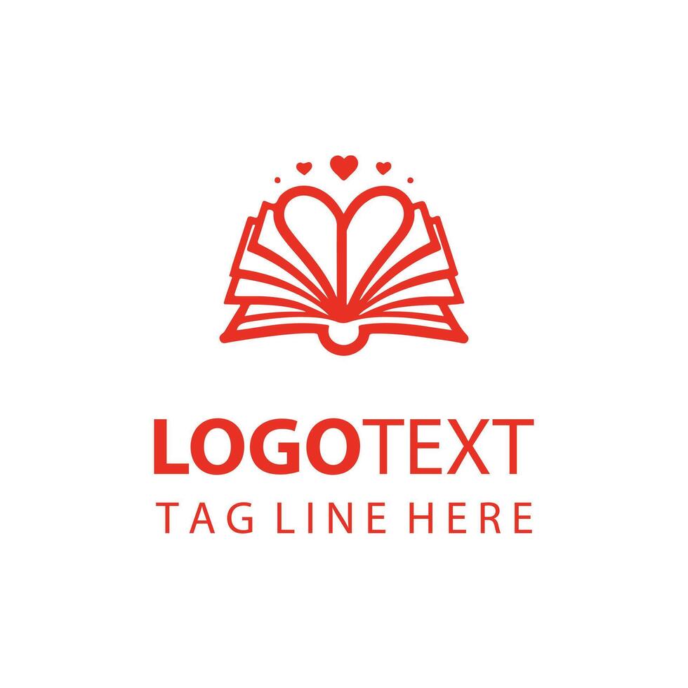Romantic Book Logo with Heart vector