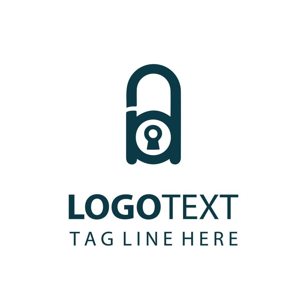 Minimalistic Security Lock Logo Design With Placeholder Text vector