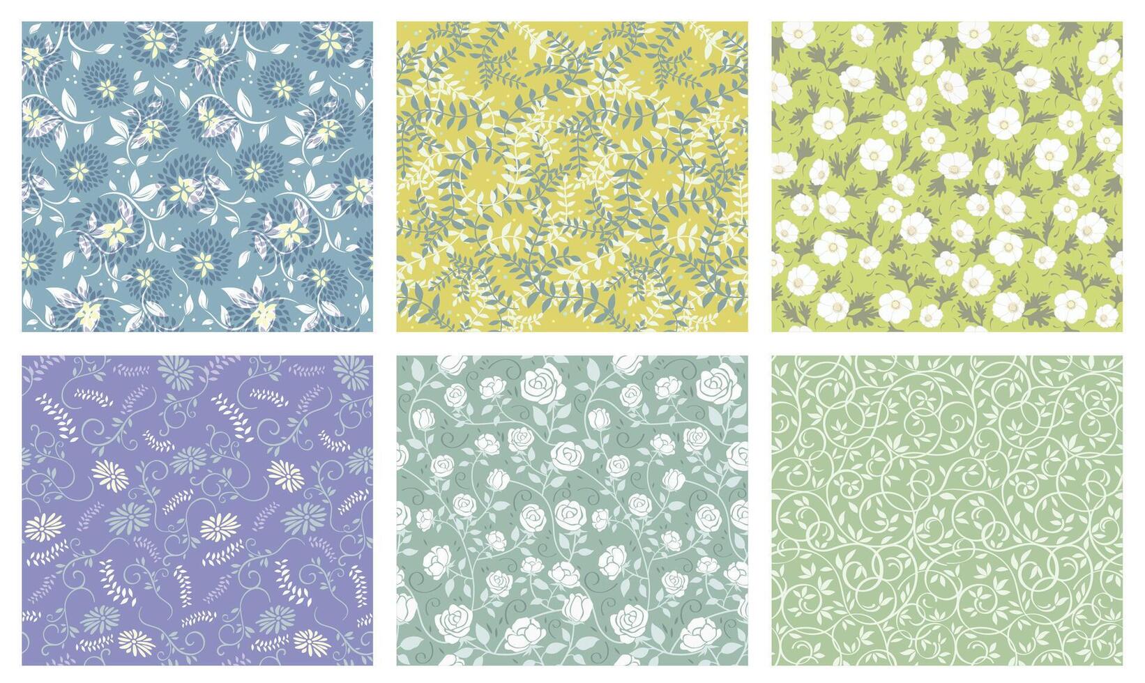Horizontally And Vertically Repeatable Seamless Floral Patterns Set. vector