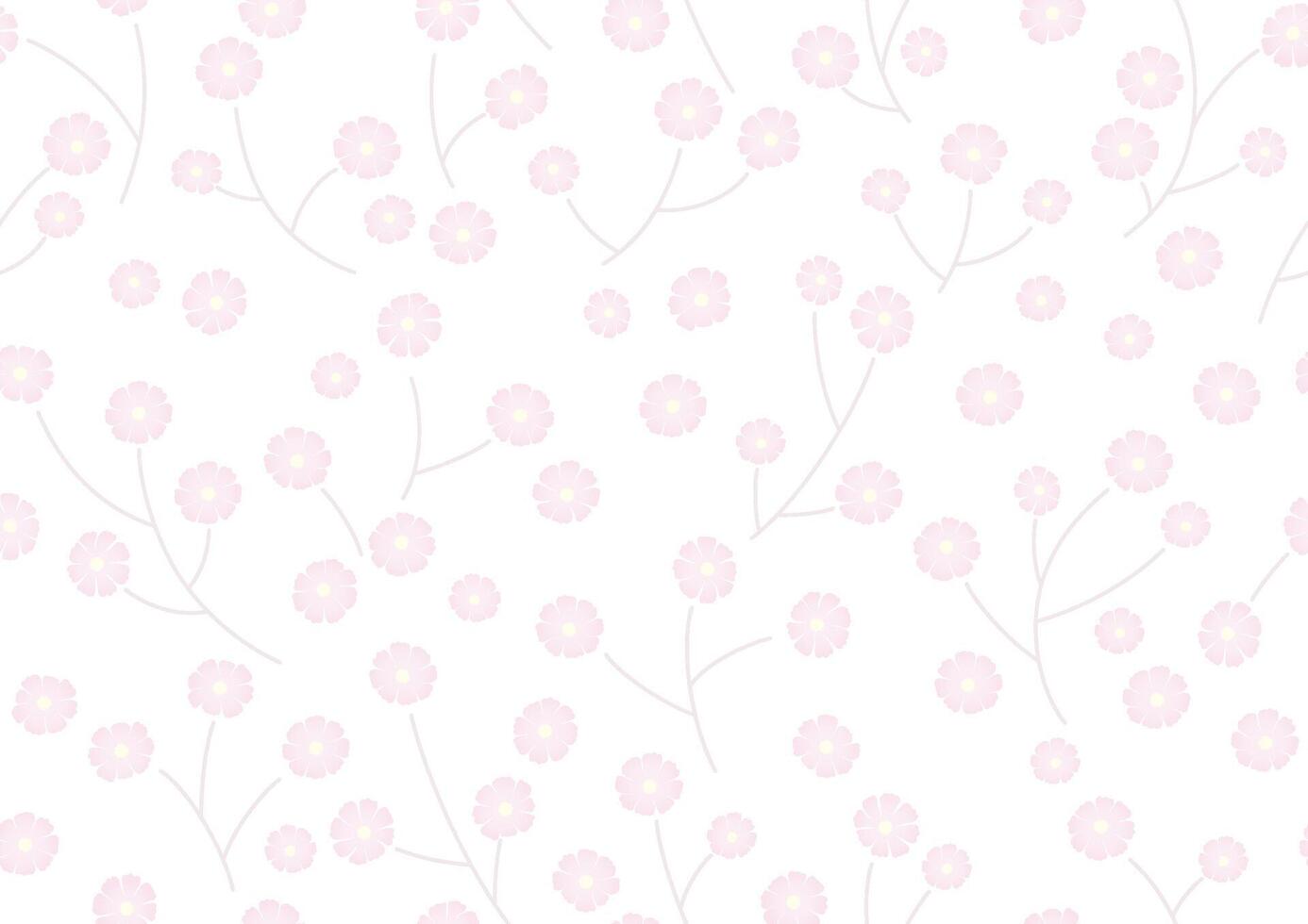 Seamless Background With Pink Floral Pattern On A White Background. Horizontally And Vertically Repeatable. vector