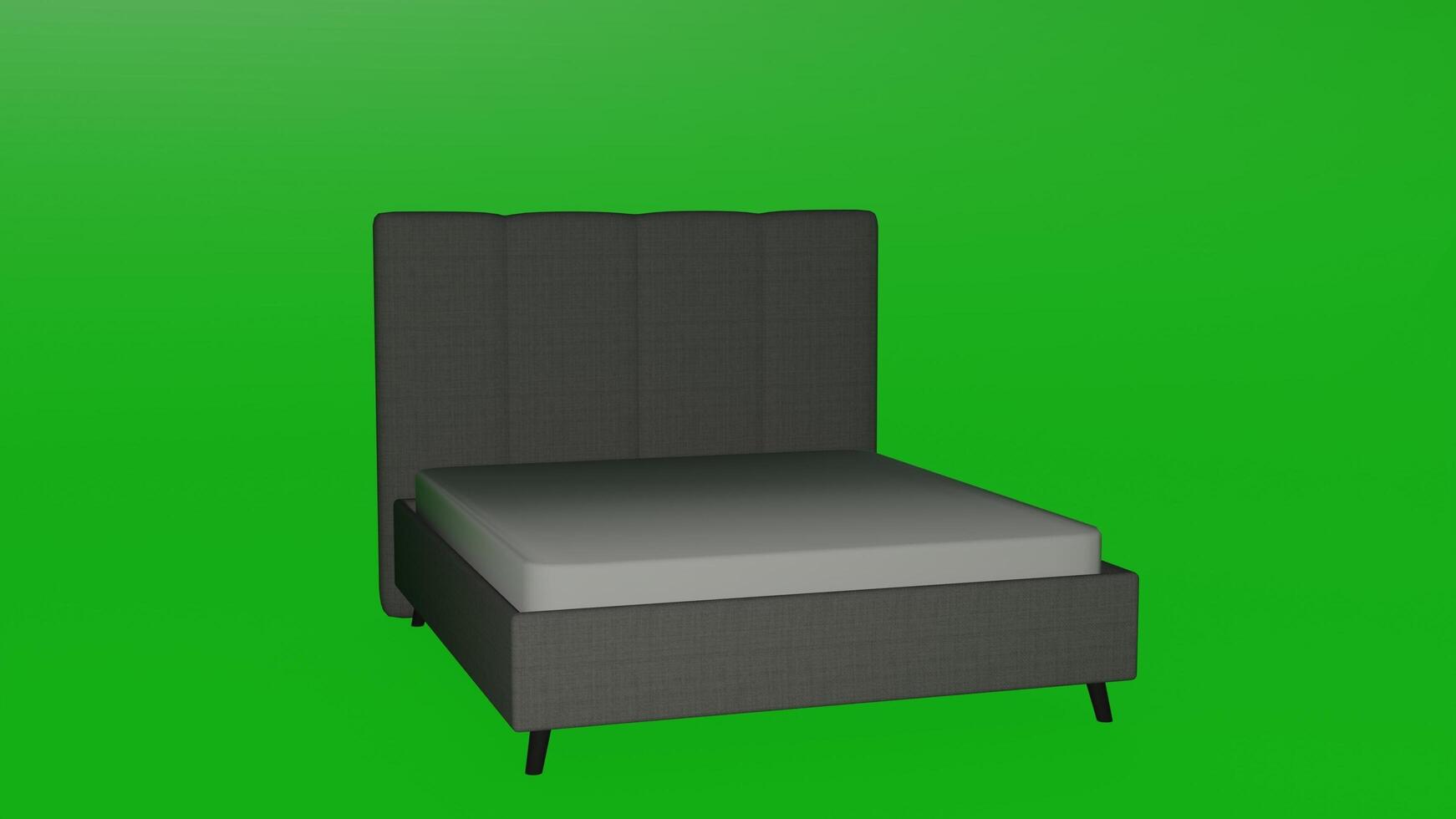 A bed with a mattress on a green screen photo