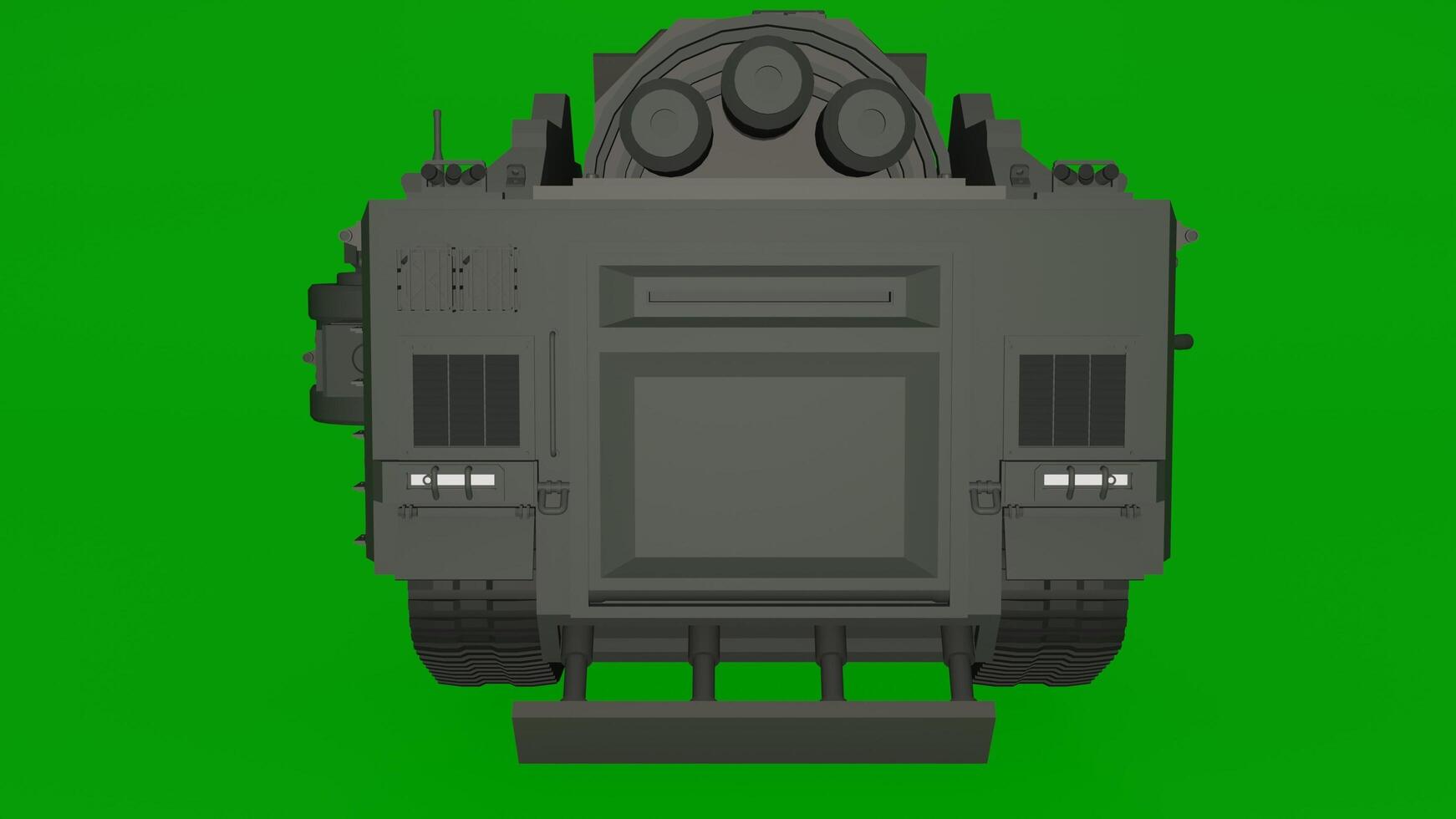 A 3d model of a tank on a green screen photo