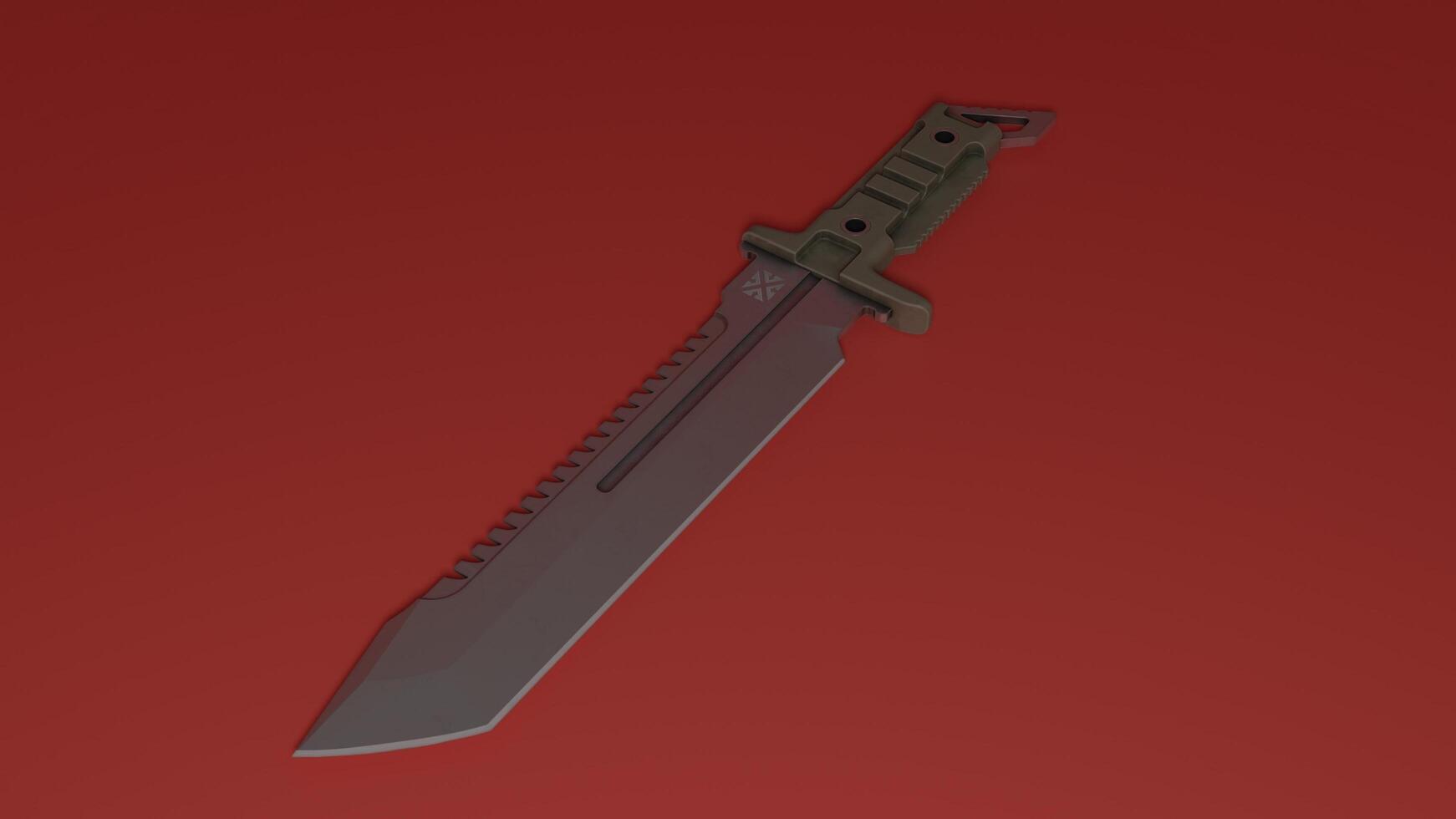 A knife on a red background photo