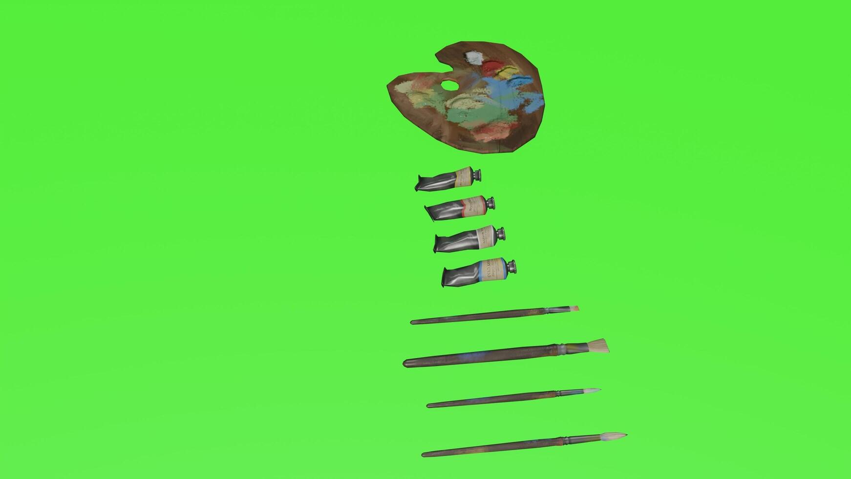 A green screen with a bunch of tools photo