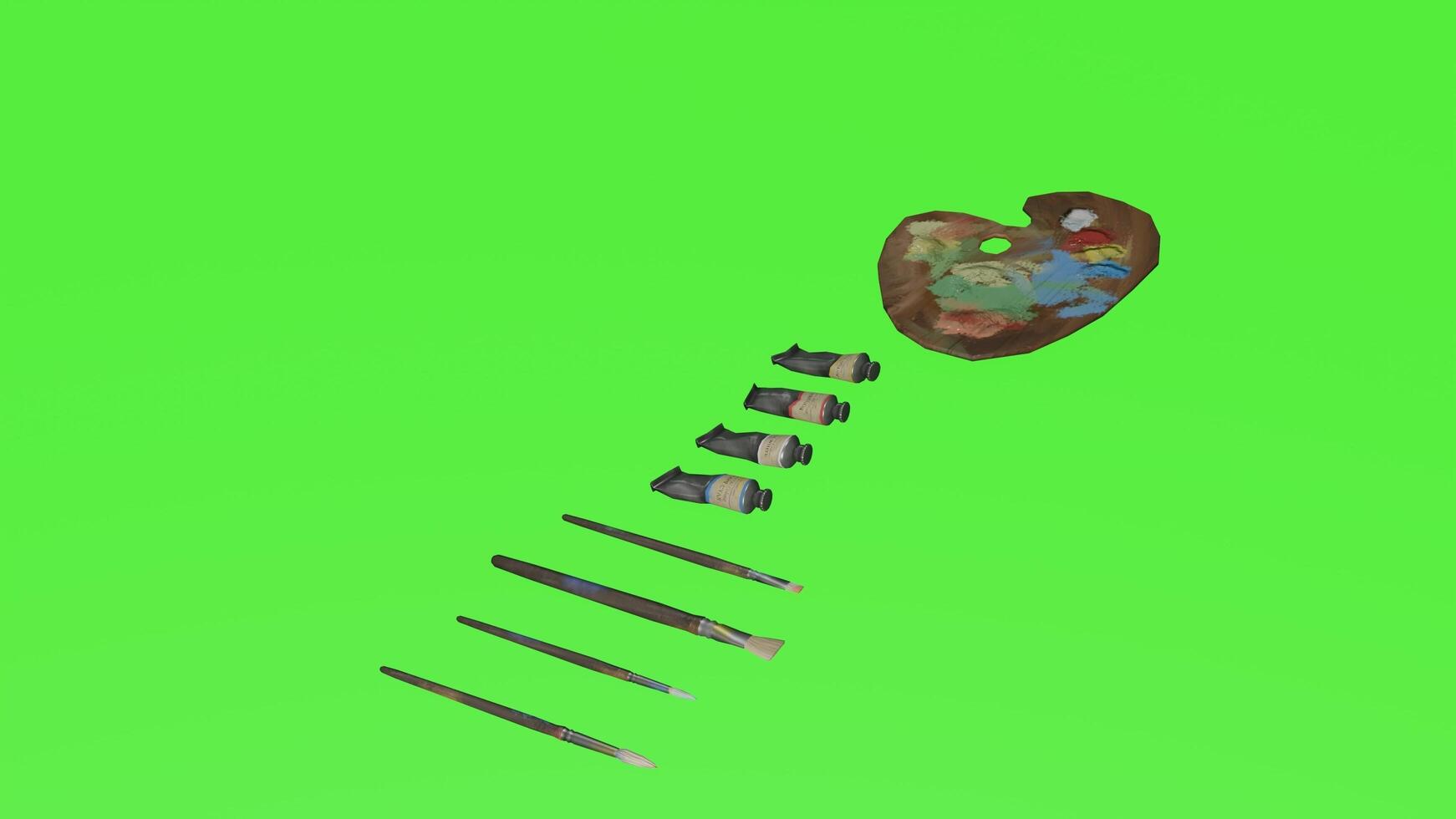 A green screen with a bunch of tools photo