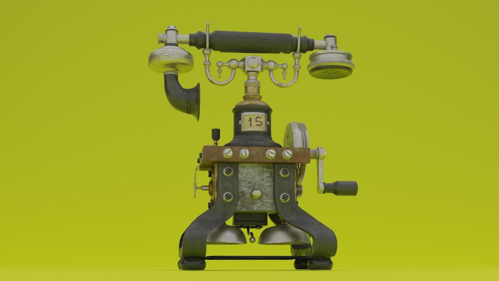 A 3d model of a telephone on a green background photo