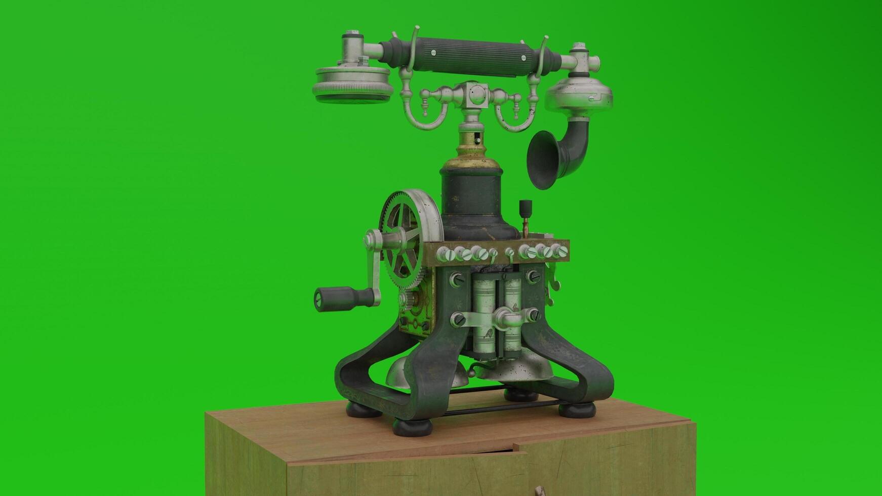 A 3d model of a telephone on a wooden stand photo