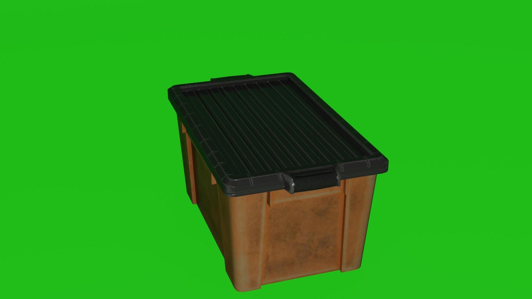 A trash can with a black lid on a green screen photo