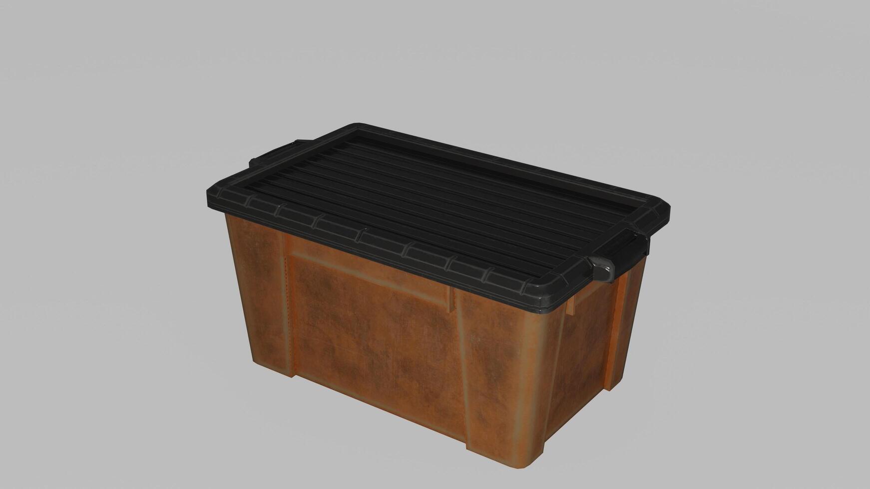 A 3d model of a trash can with a lid photo