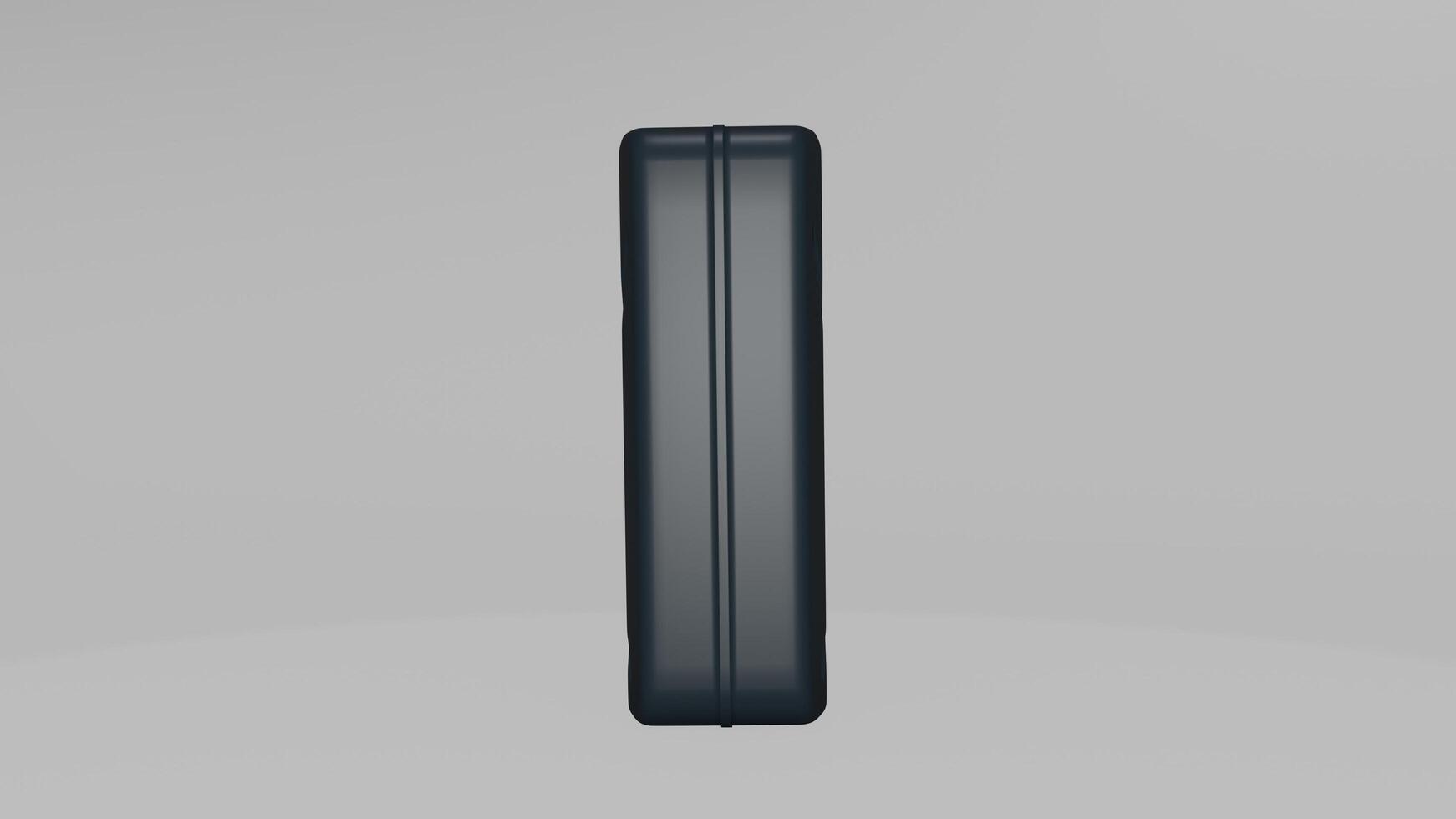 A black phone with a white background photo
