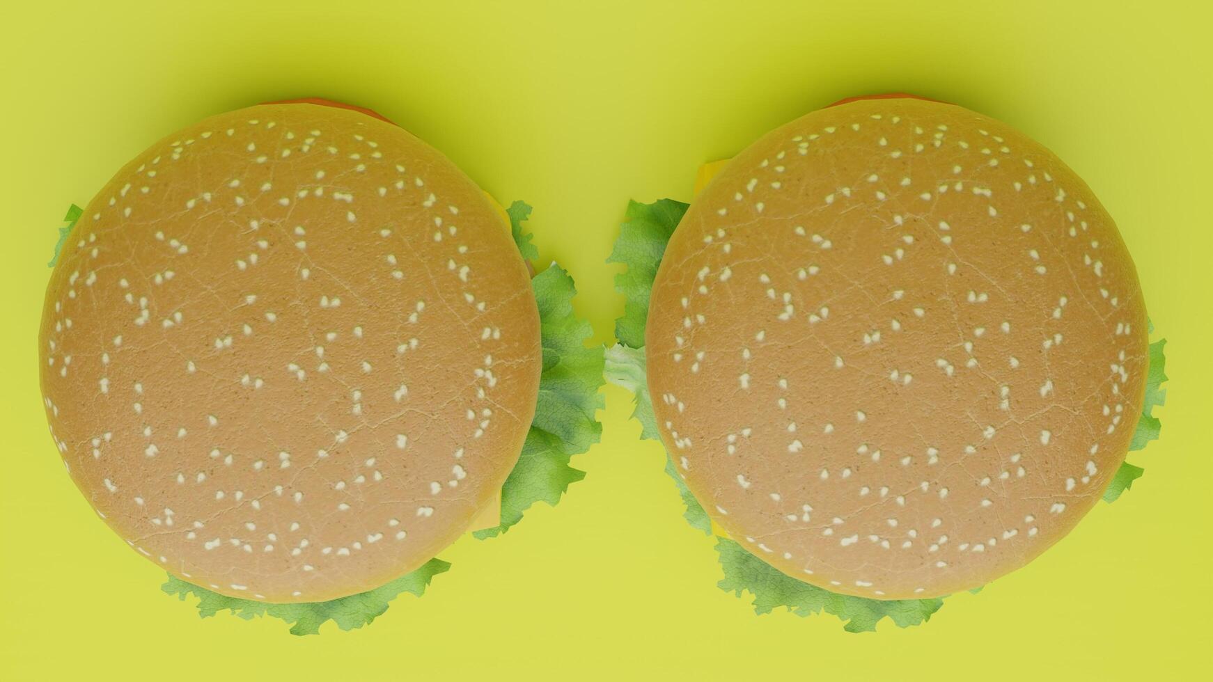Two hamburgers on a yellow background photo