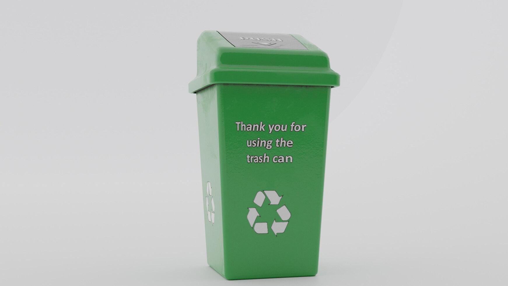 A green recycling bin with a thank you for the bin sign photo