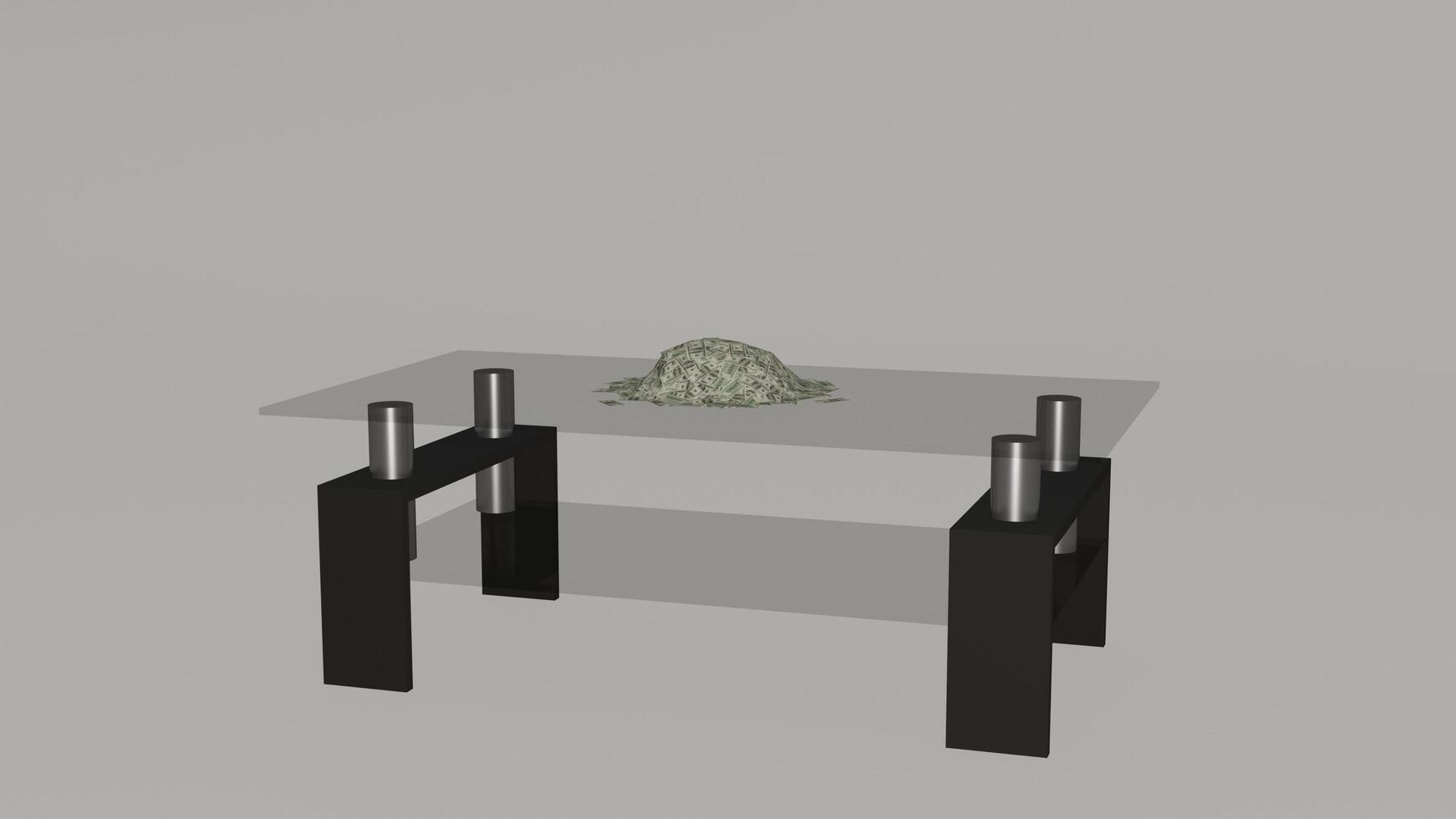 A 3d model of a coffee table with a green plant on top photo