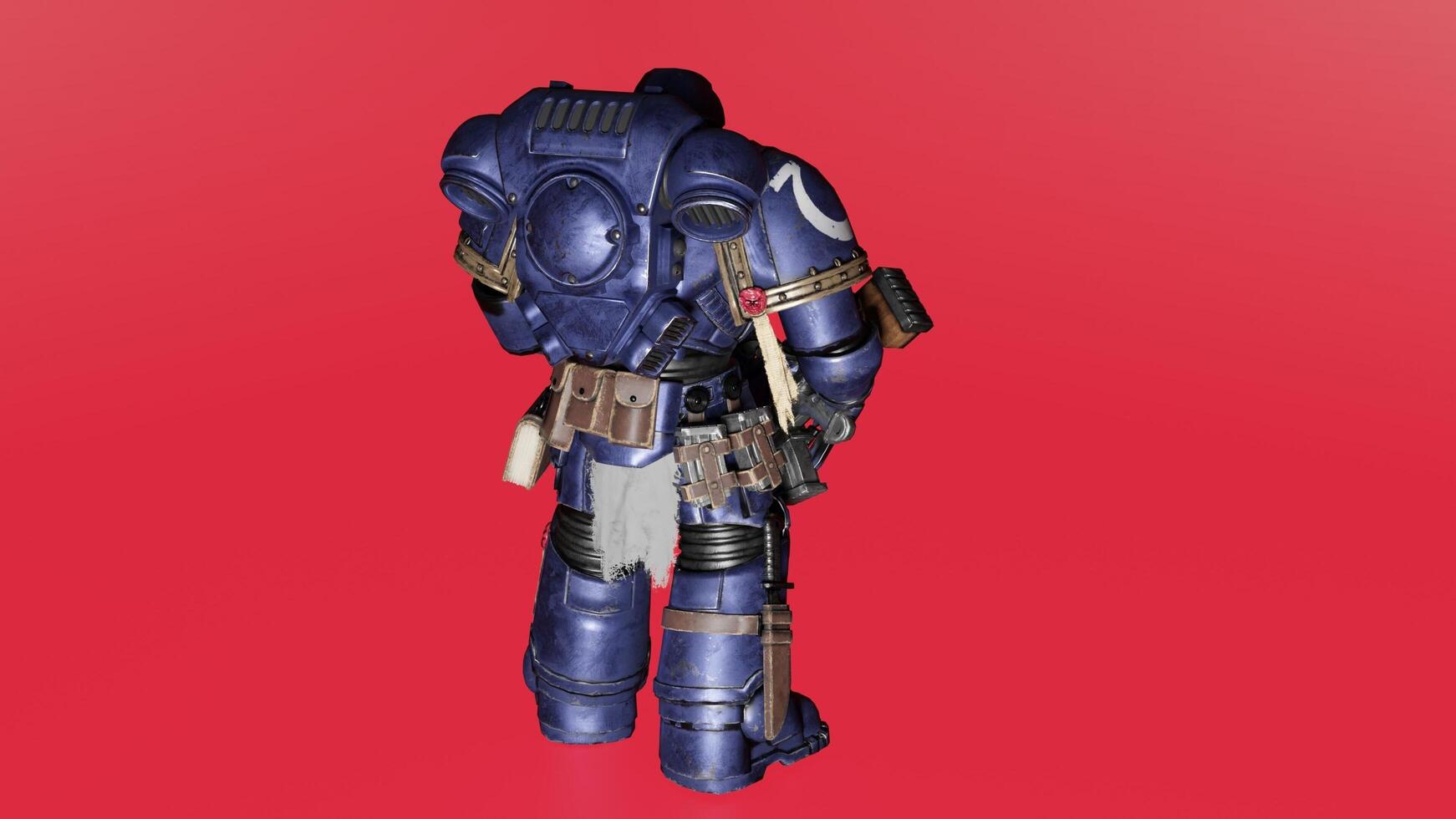 A 3d model of a space marine in armor photo
