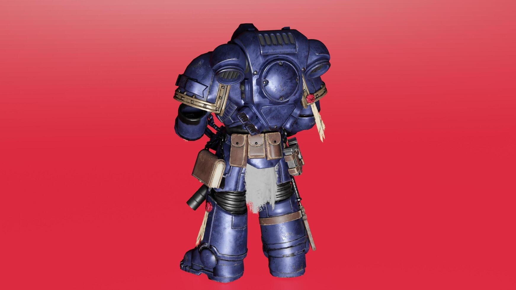 A 3d model of a space marine in armor photo