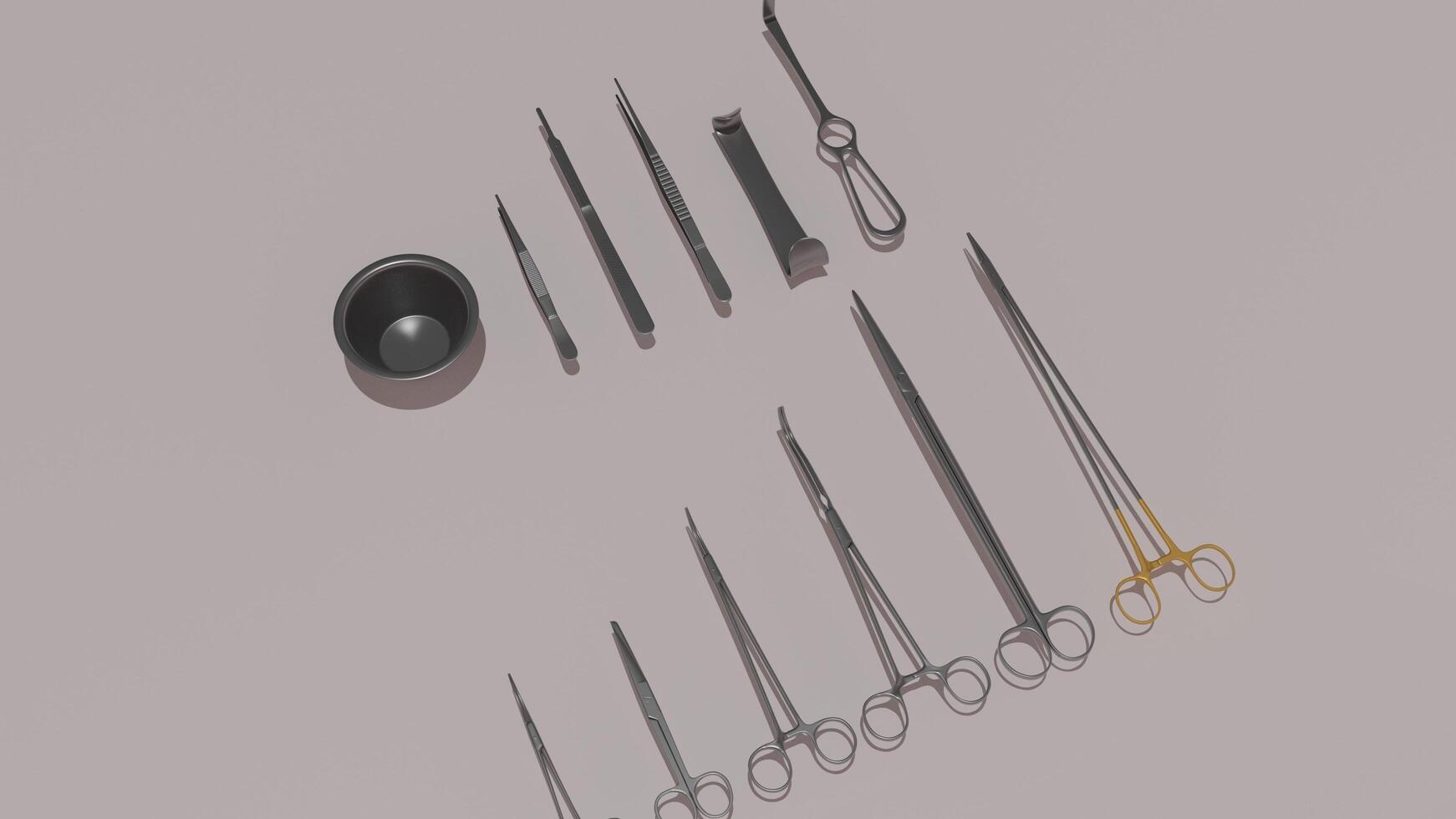 A set of surgical instruments on a table photo