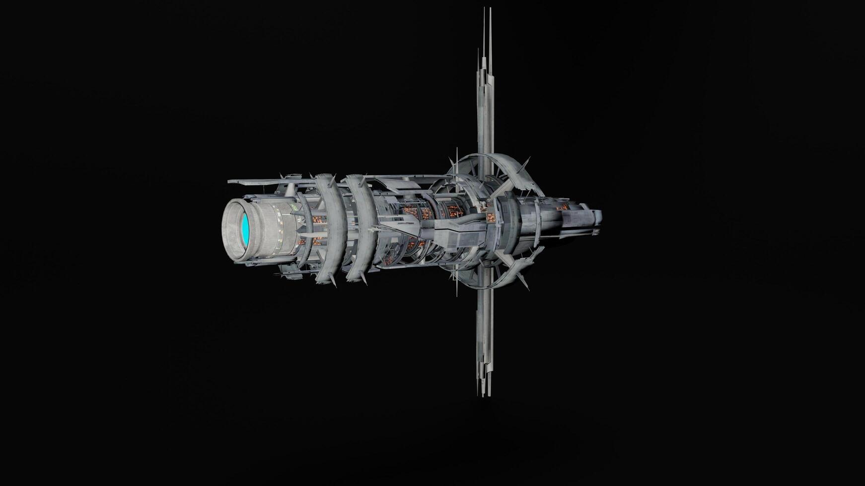 A space station with a large engine on top photo