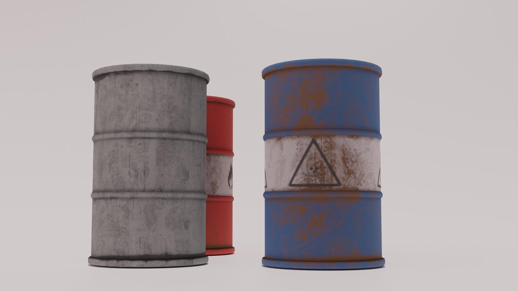 Two barrels with different colors and markings photo