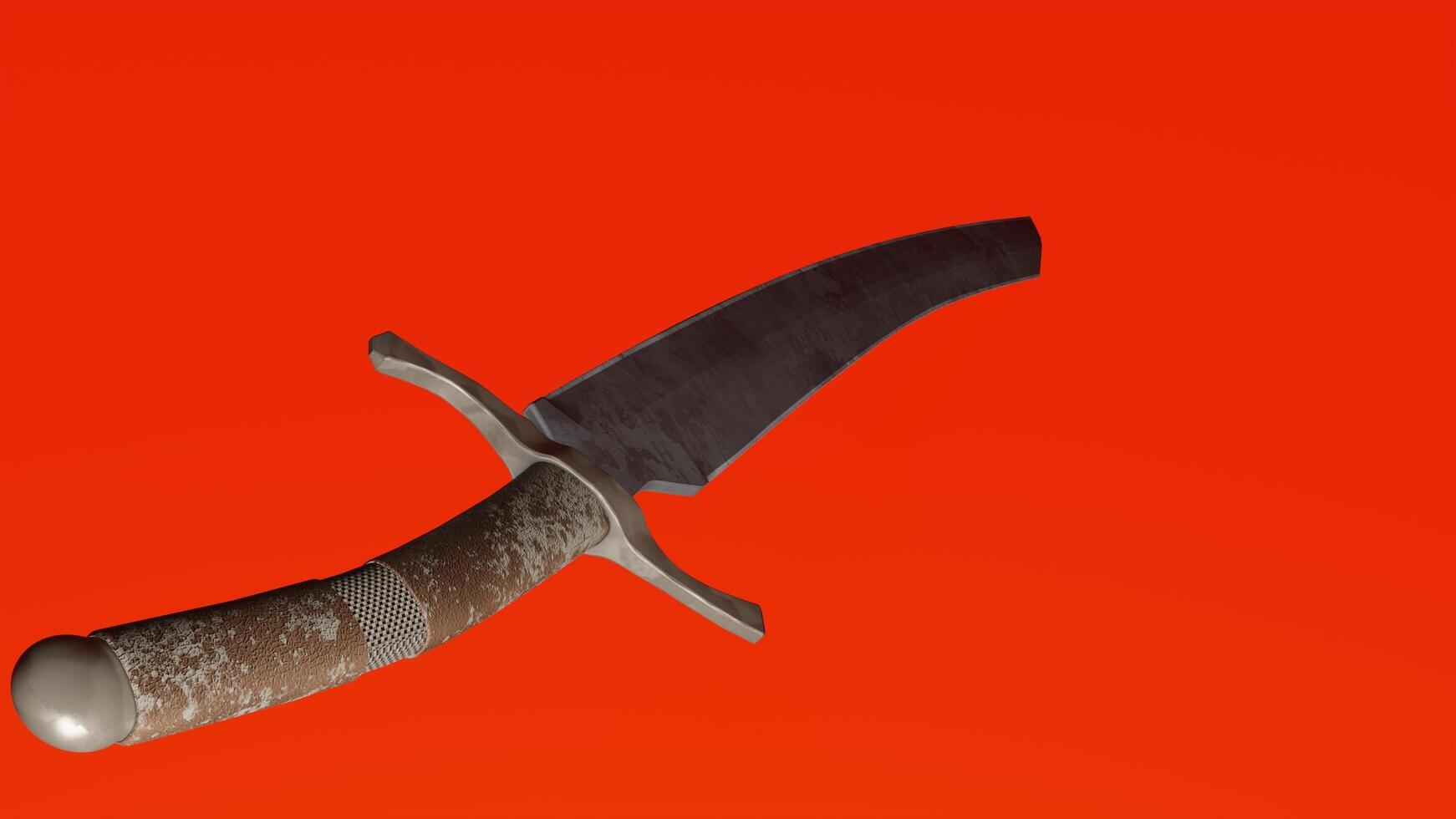 A knife on an orange background with a red background photo