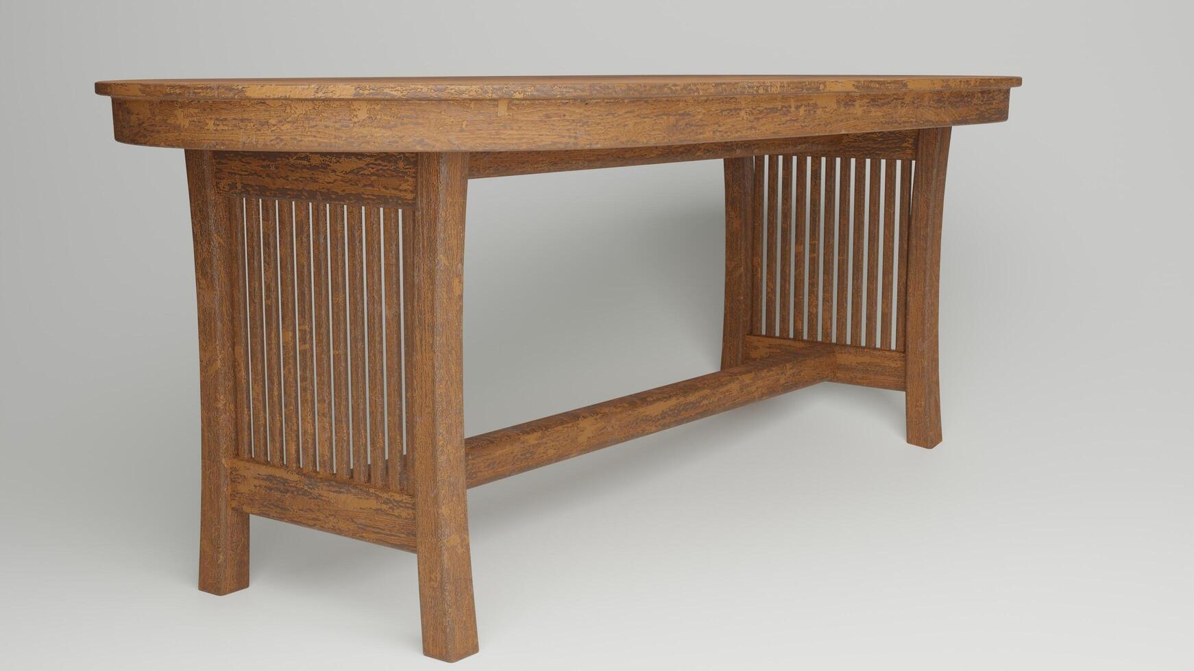 A wooden table with a wooden top and wooden legs photo
