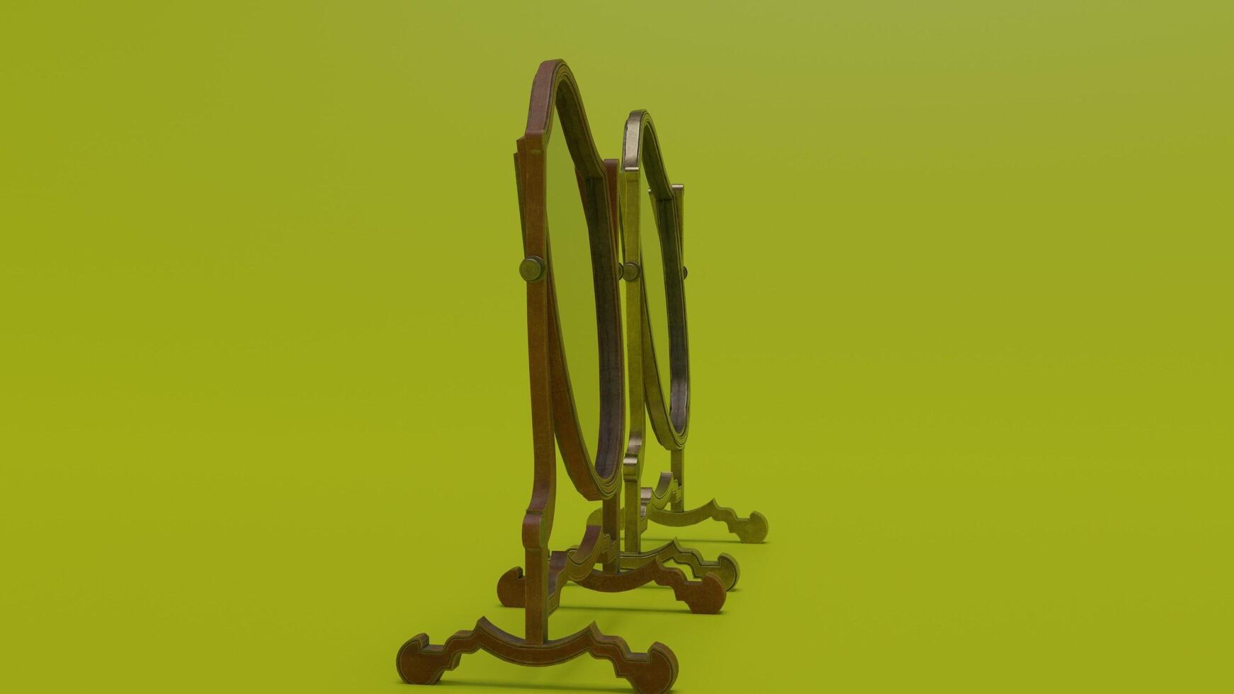 A pair of mirrors on a green background photo