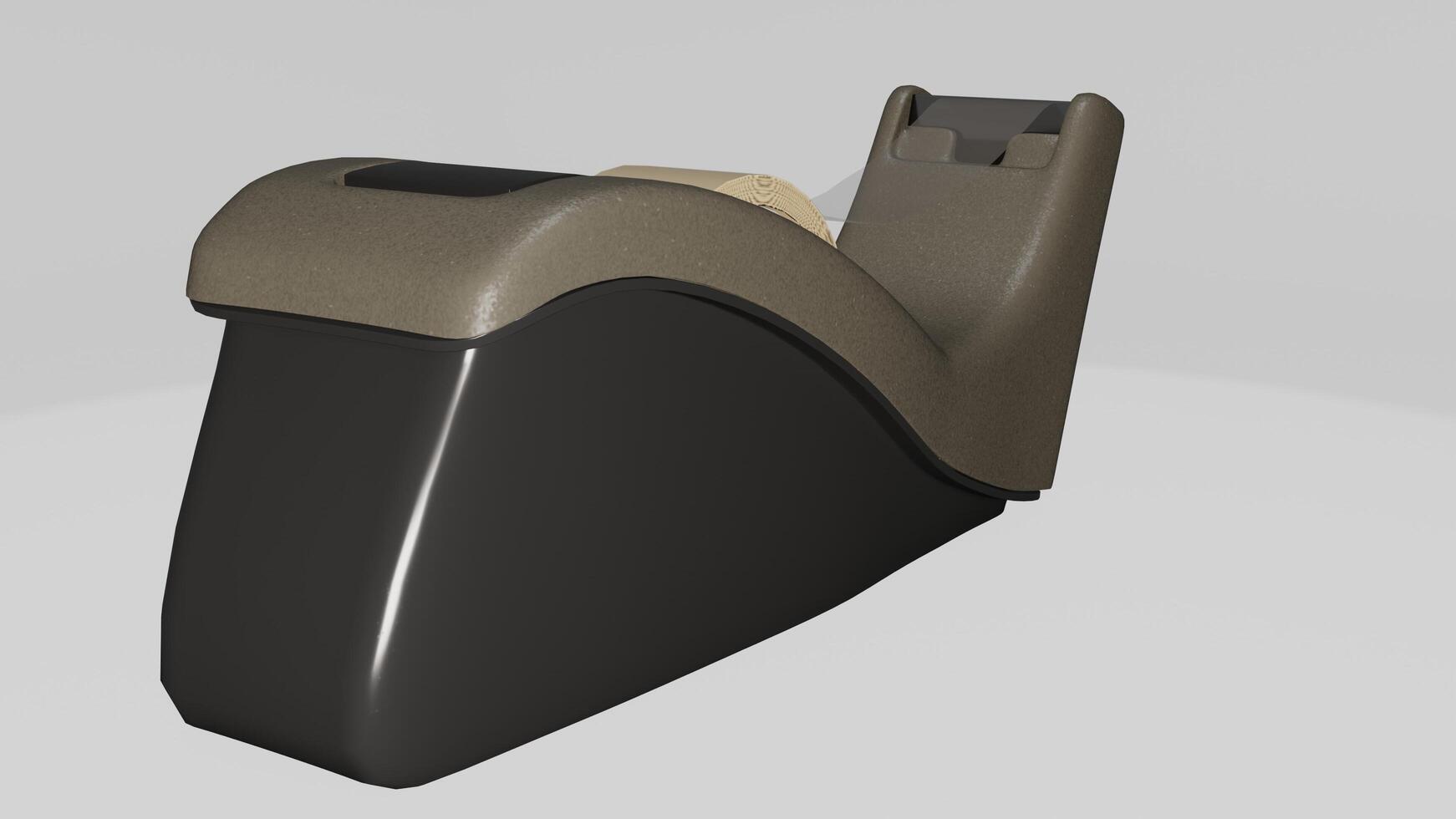A 3d rendering of a black and tan chair photo