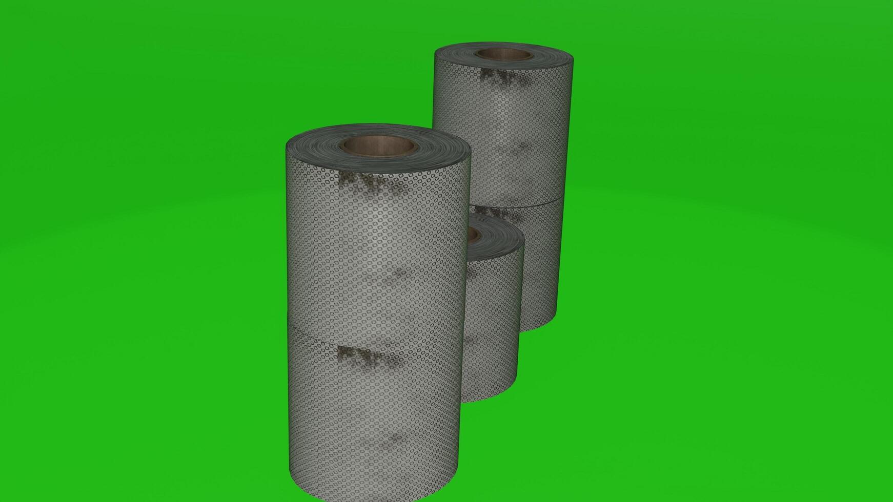 A 3d rendering of three rolls of metal photo