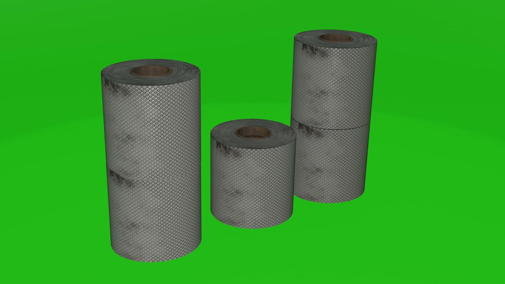 3d printed roll of paper on green background photo