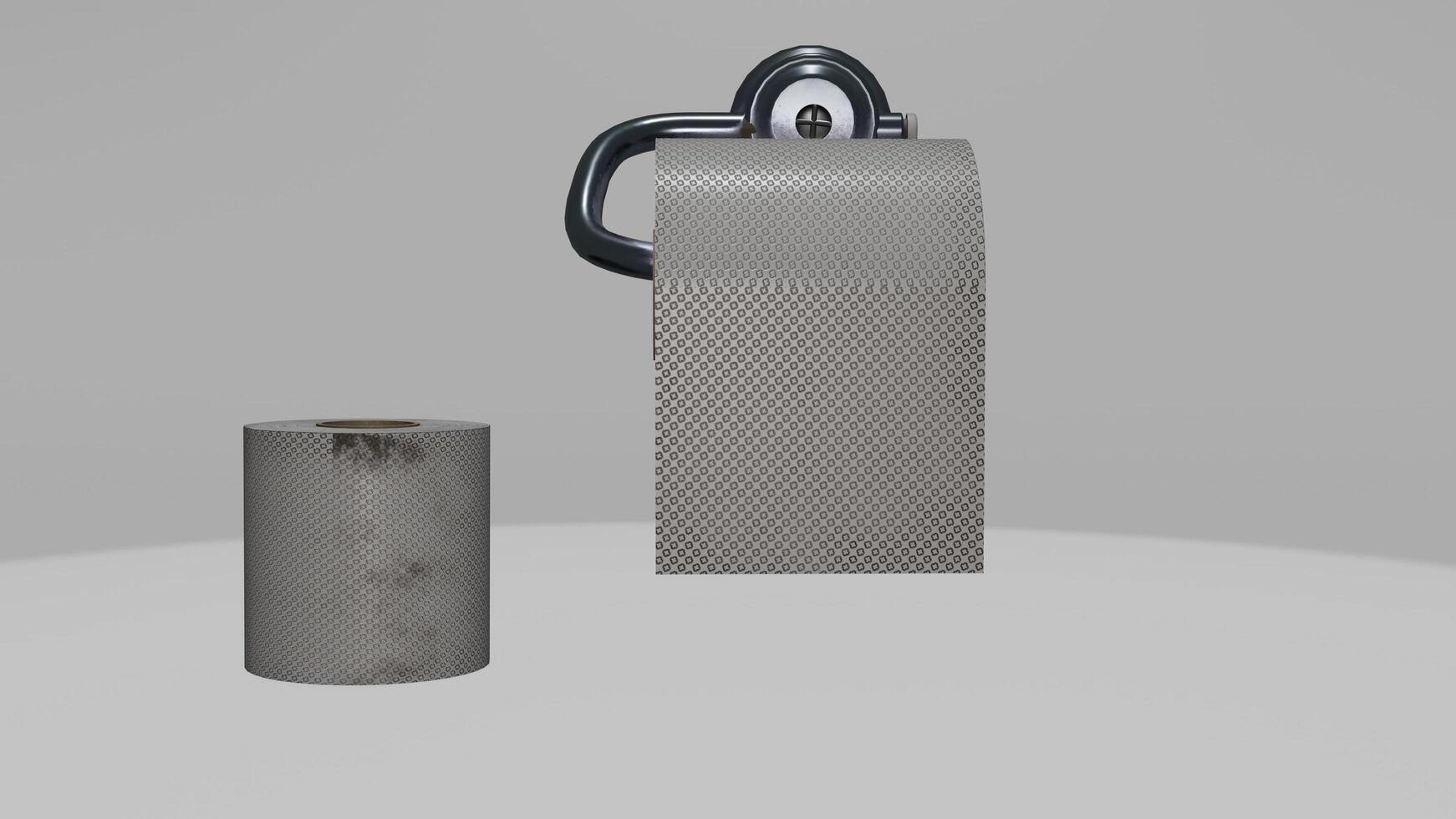A toilet paper roll and a toilet paper holder photo