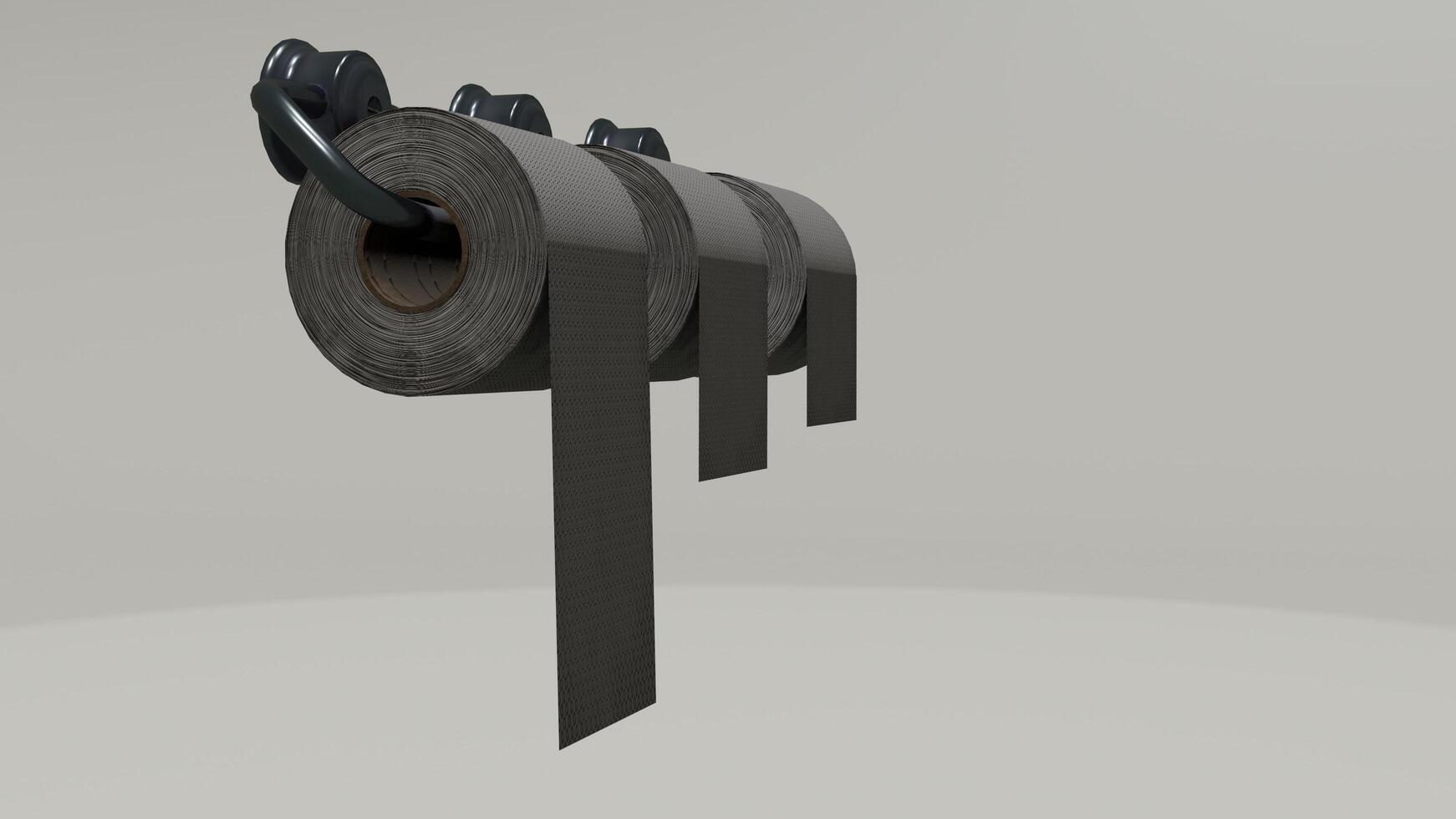A black and white image of a roll of toilet paper photo