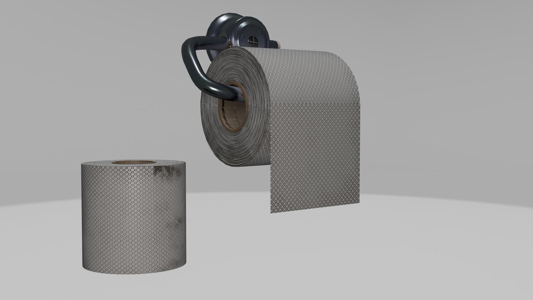 A toilet paper roll and a toilet paper holder photo