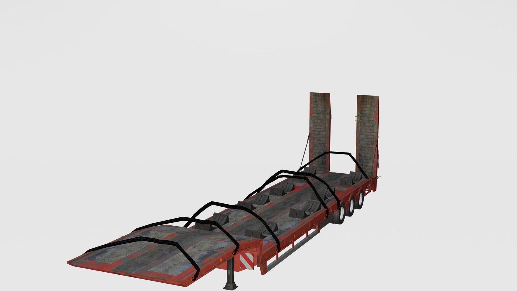 A 3d model of a trailer with a bed on it photo