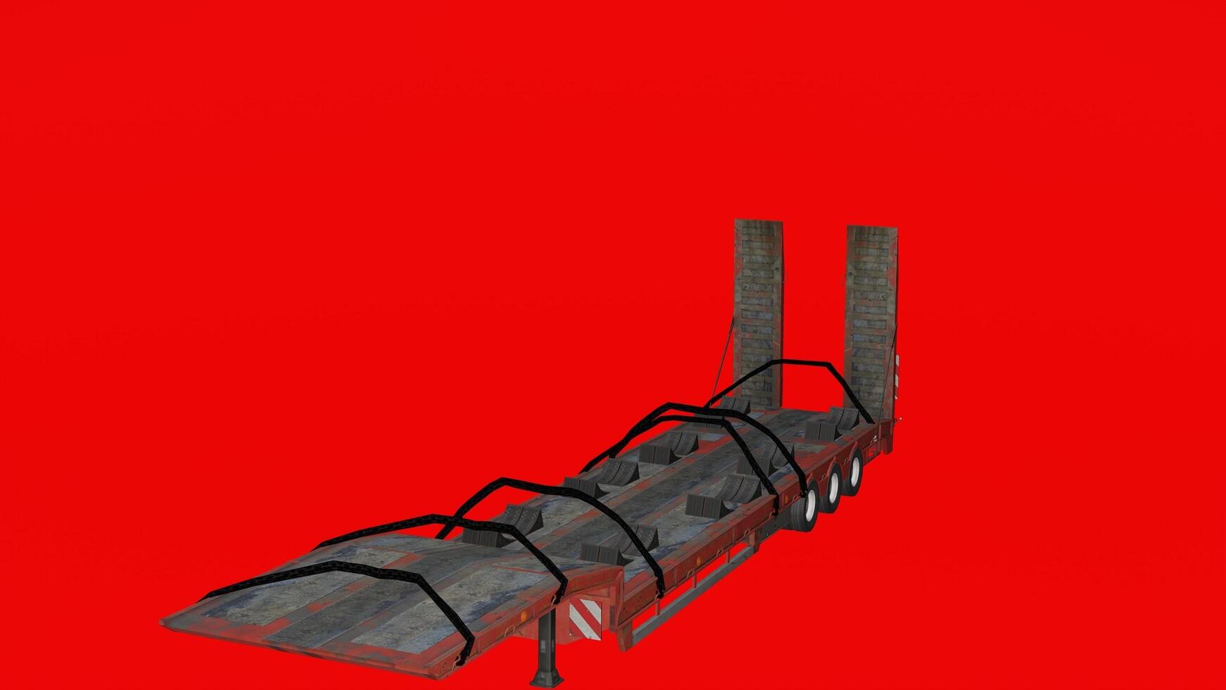 A 3d rendering of a trailer with a red background photo