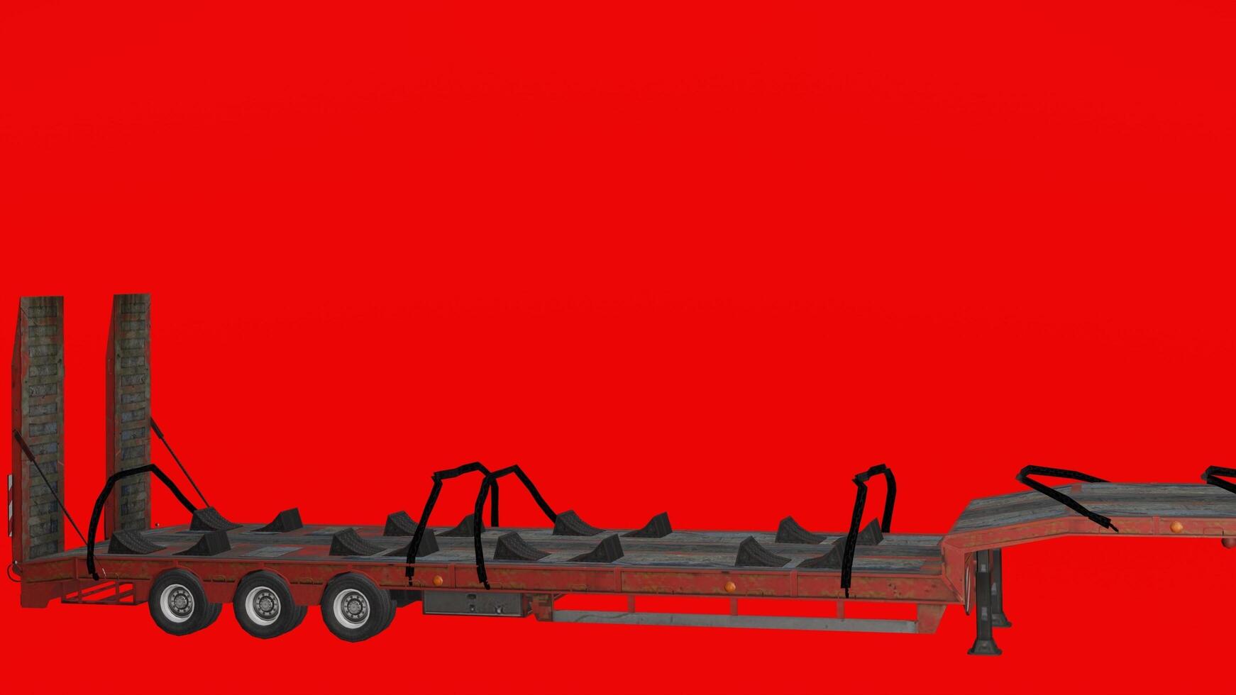 A trailer with a flatbed attached to it photo