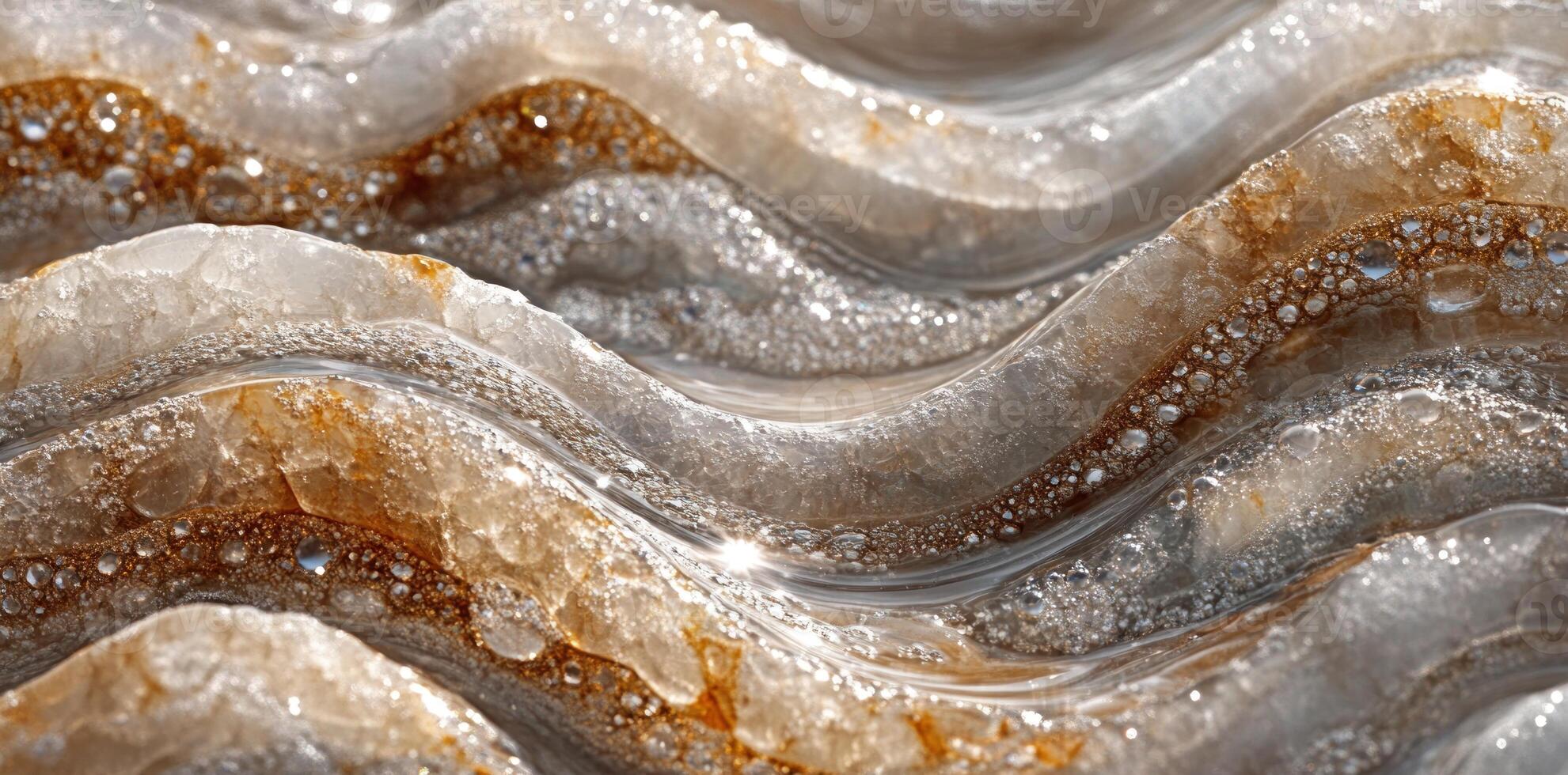 Abstract Wavy Pattern in Brown and White with Glimmering Texture photo