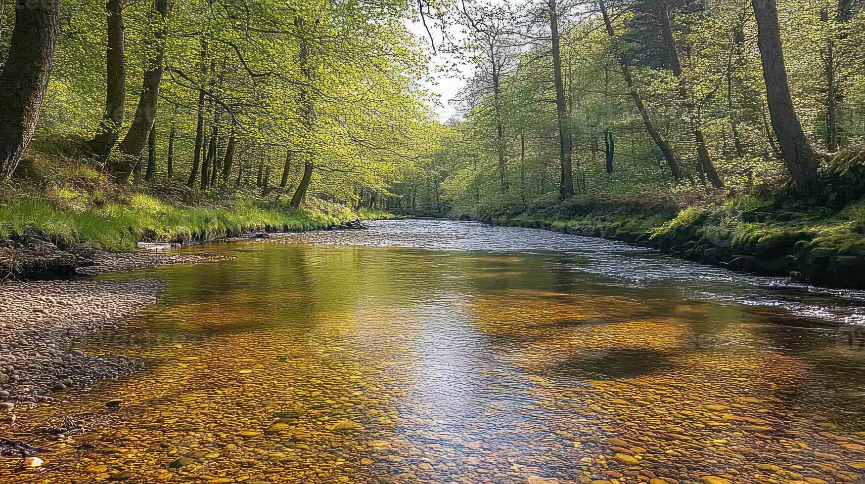 A Tranquil River Winding Through a Lush Forest photo