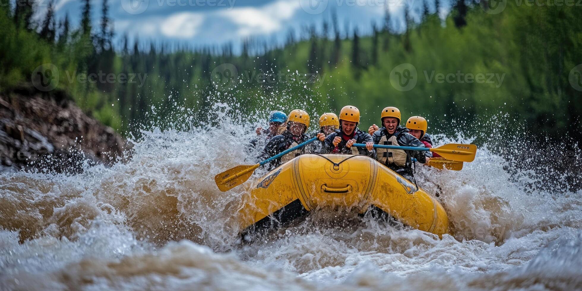 Rafting Team Navigating Through Whitewater Rapids photo