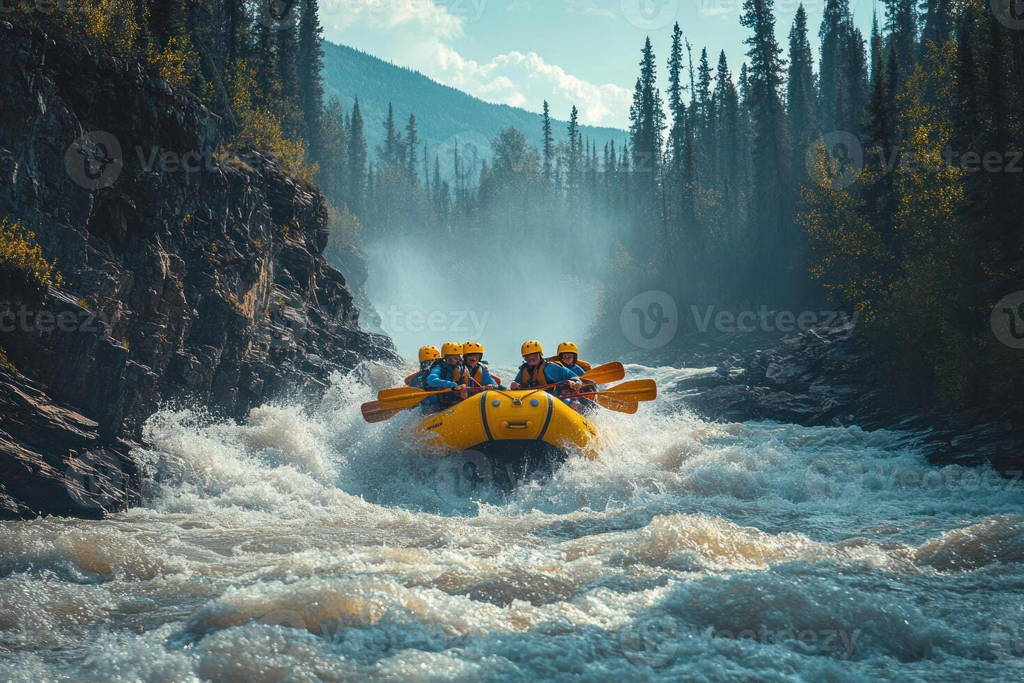 Rafting Through a Mountain River Gorge photo