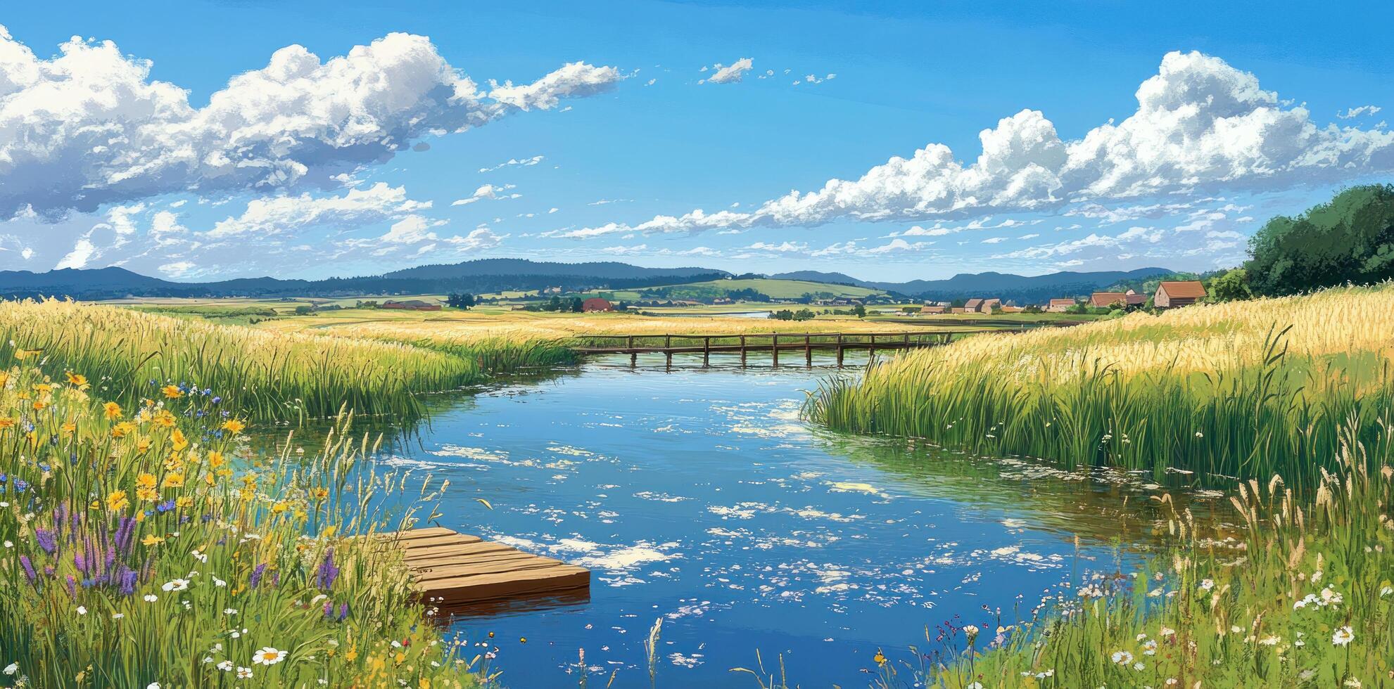 A River Winding Through a Summer Landscape photo