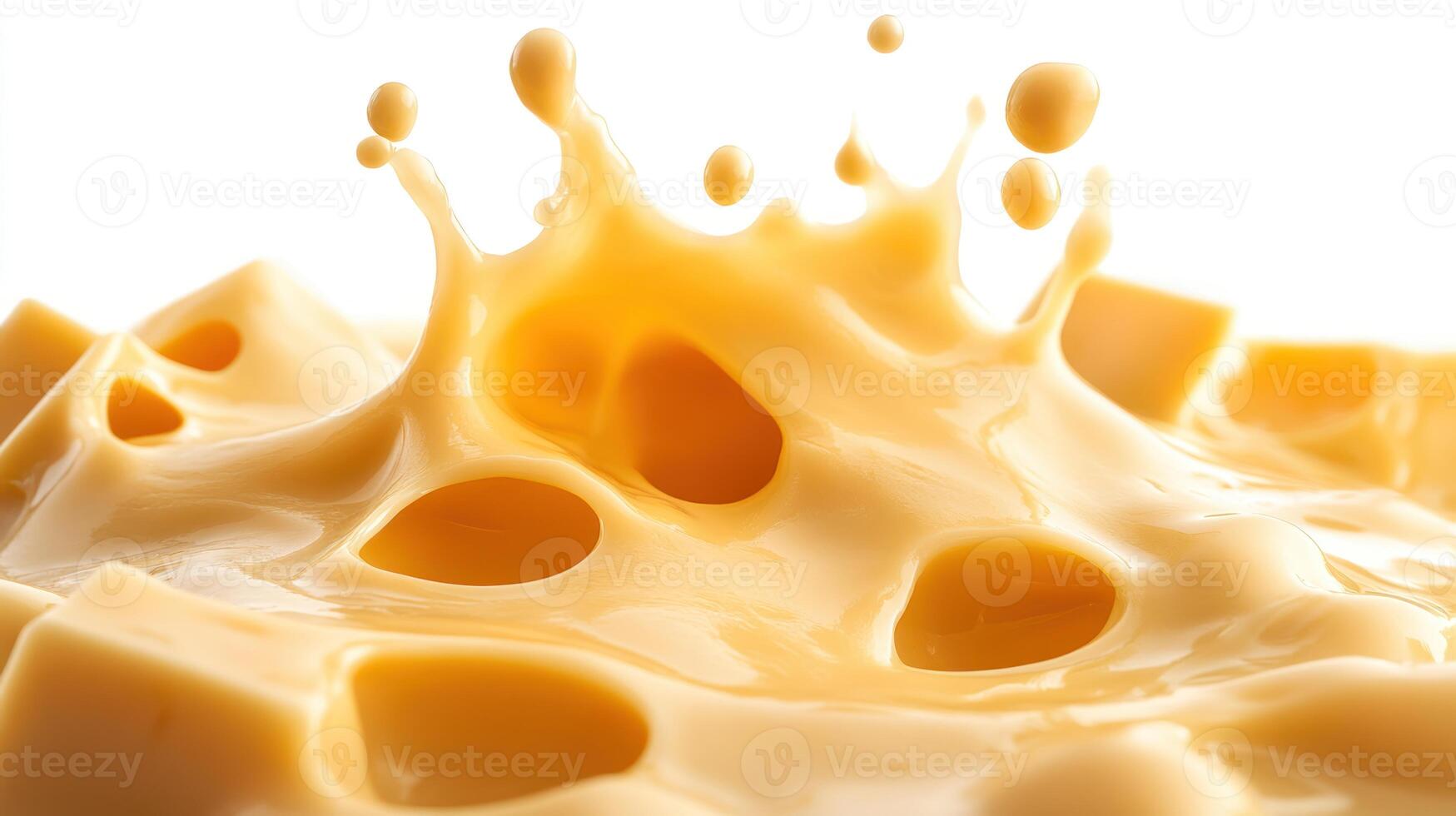 A close-up image of a splash of creamy yellow liquid with a textured surface. photo